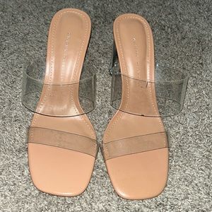 Nude 4 inch heals with clear straps